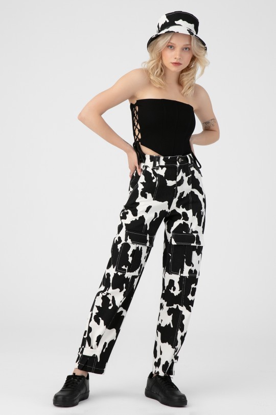 MILA PRINT DENIM TROUSERS - 1