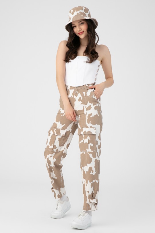 MILA PRINT DENIM TROUSERS 