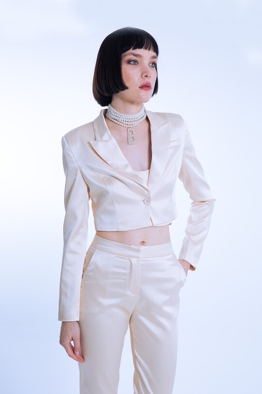 MINK SHORT SATIN JACKET 