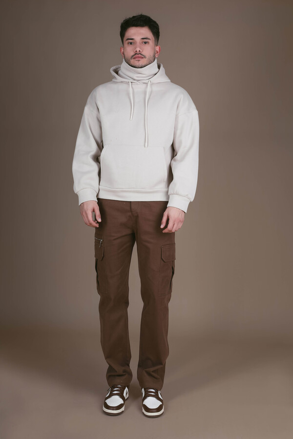 MINK THREE-THREAD KANGAROO POCKET SWEATSHIRT - 1