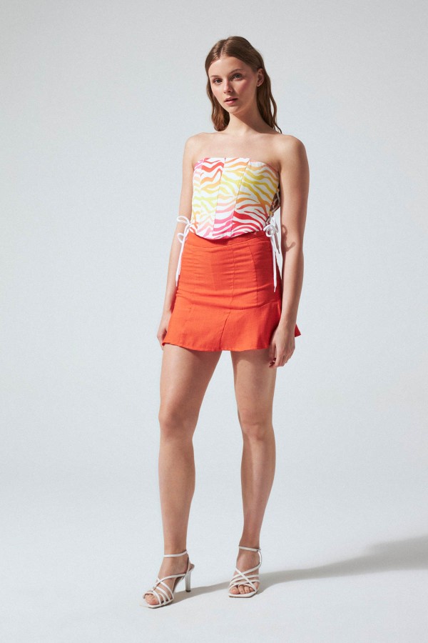 MUKTI-PİECE-SHİRT-WITH-SHORTS-ORANGE - 1