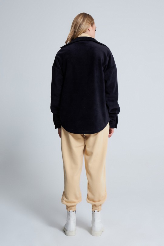 NAVY BLUE SNAP BUTTON FLEECE JACKET - 4