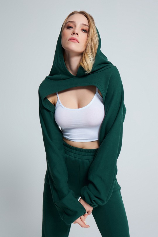  OPEN FRONT CAP SHORT CROP DARK GREEN - 2