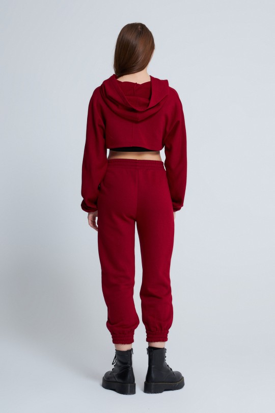 OPEN FRONT CAP SHORT CROP MAROON - 3