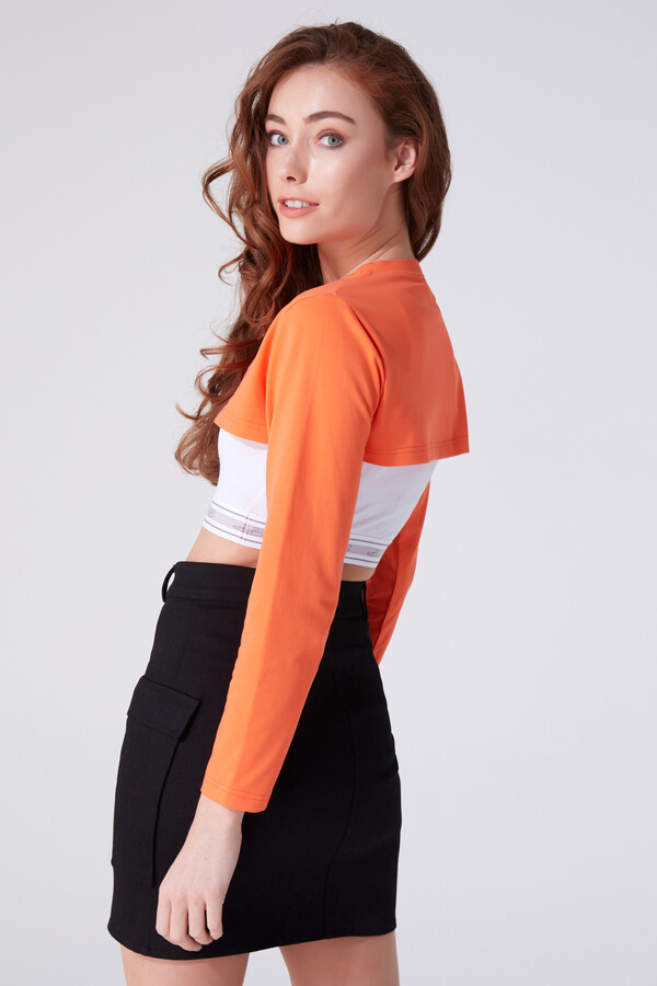 ORANGE LONG SLEEVE CROP - 3