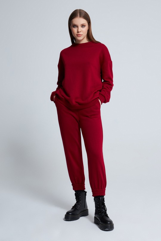 BORDO OVERSIZE SWEATSHİRT 