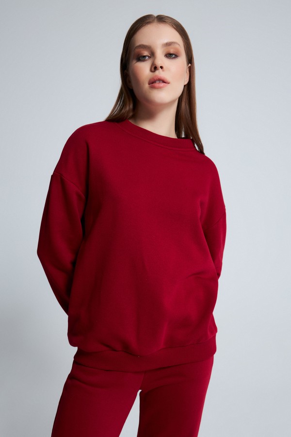 BORDO OVERSIZE SWEATSHİRT - 2