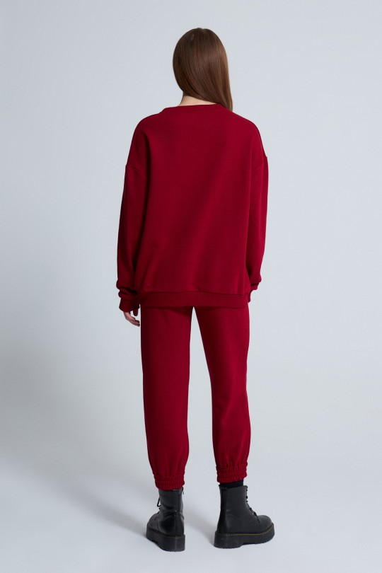 BORDO OVERSIZE SWEATSHİRT - 3