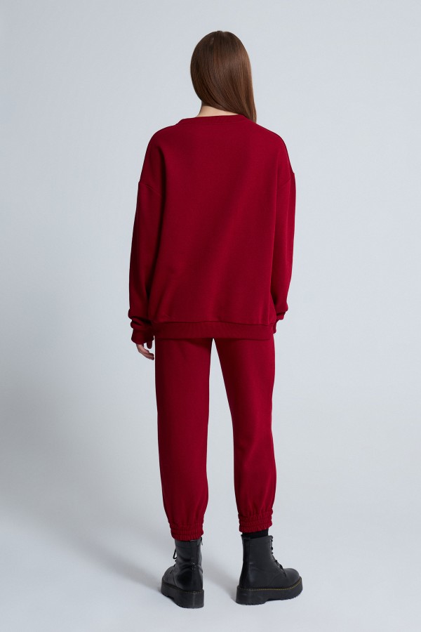 BORDO OVERSIZE SWEATSHİRT - 3