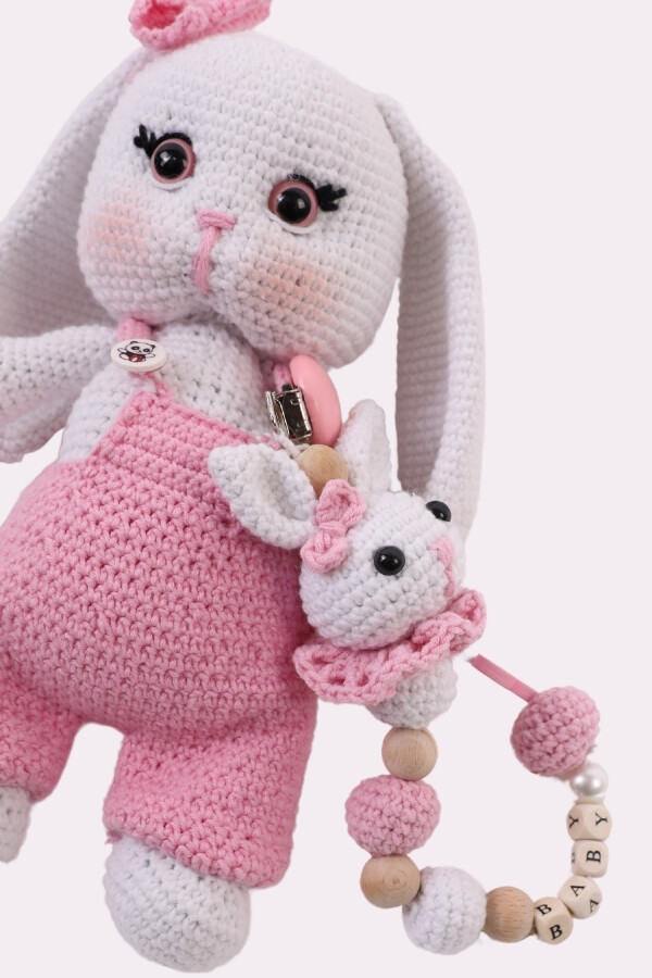 PEMBE TAVŞAN BİLEZİK ÇINGIRAK BEBEK TAKIM - 2