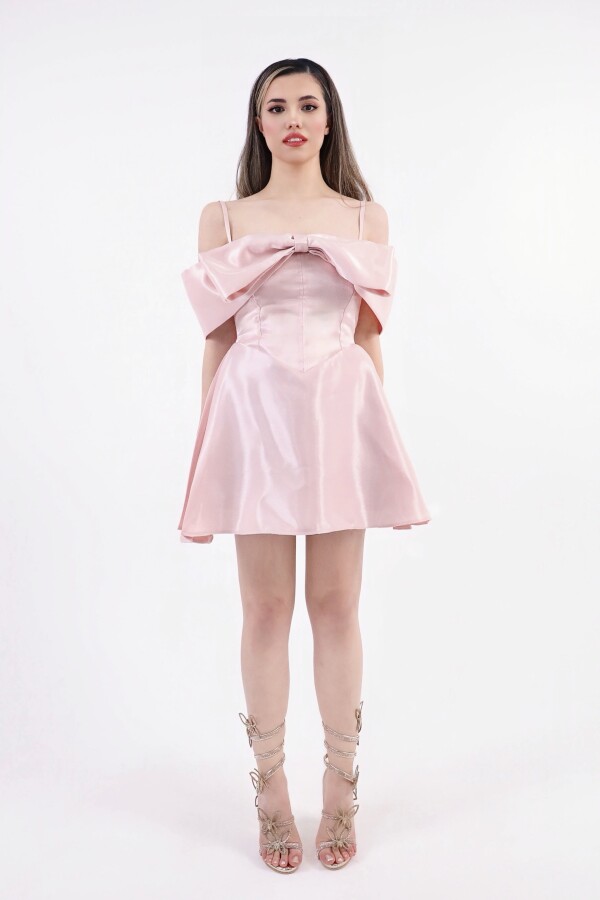 PINK BACK-TIED STRAP MINI DRESS - 3