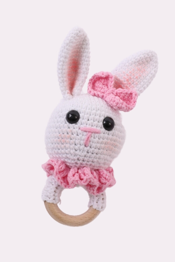 PINK BUNNY RATTLE & WRISTBAND BABY SET - 3