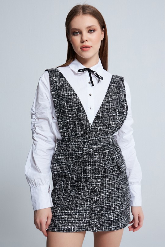 PLAID GILE DRESS BLACK/WHITE - 2