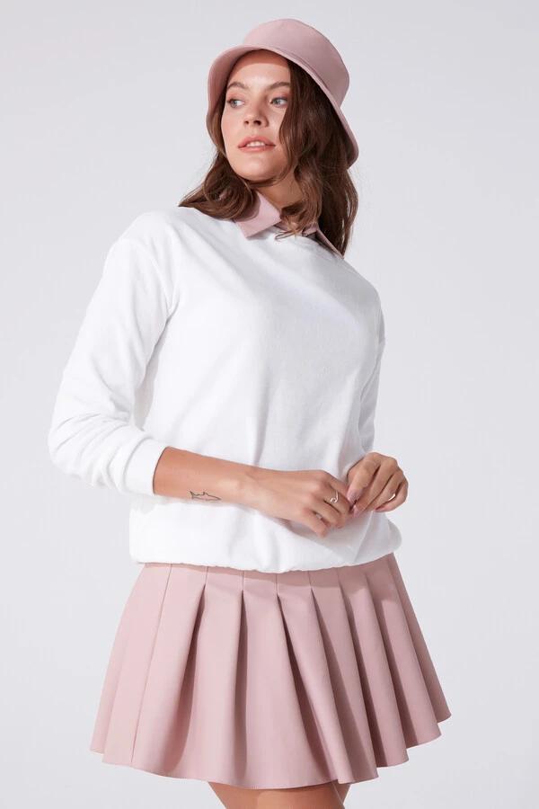 PLEATED LEATHER MINI SKIRT PUDRA - 2