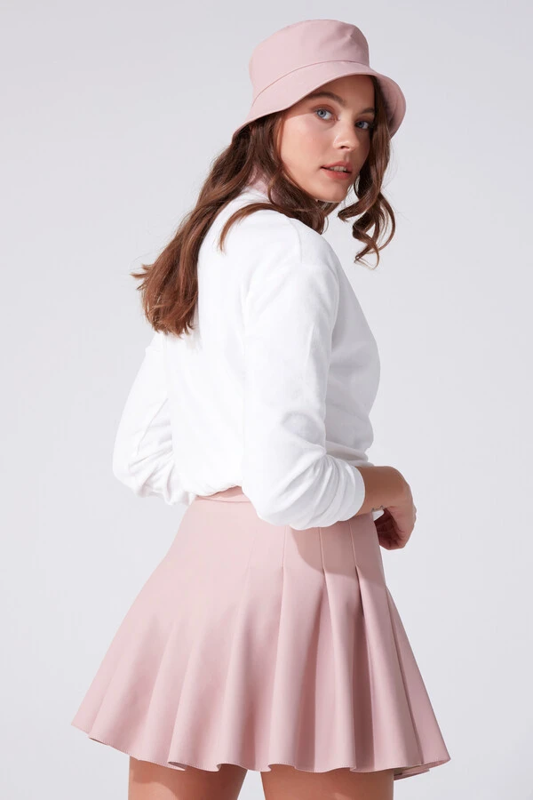 PLEATED LEATHER MINI SKIRT PUDRA - 3