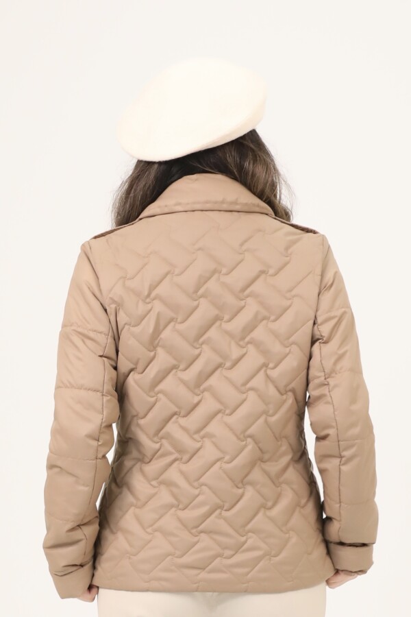 CAMEL BUTTON DETAIL QUILTED COAT - 4