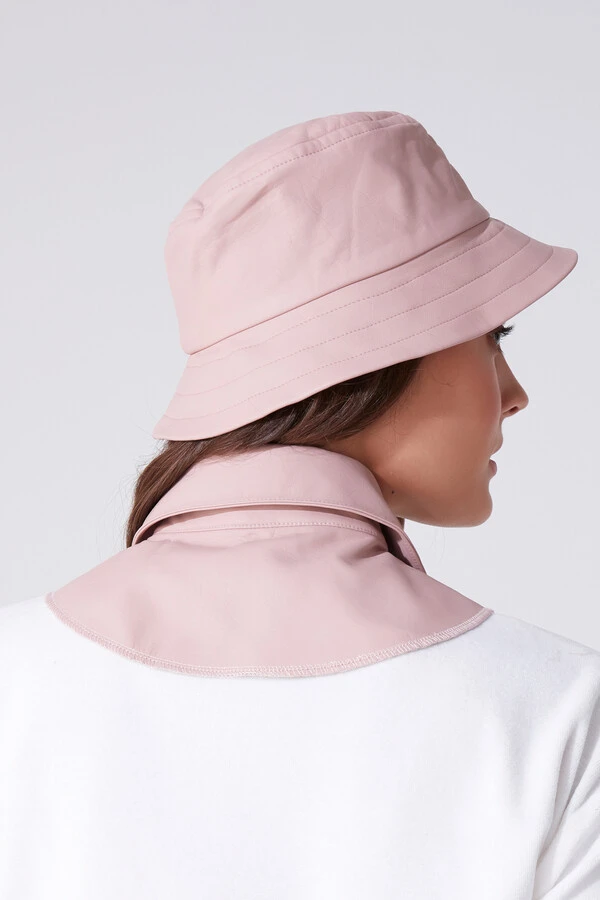 Puderfarbener Lederkragen mit Druckknöpfen - 3