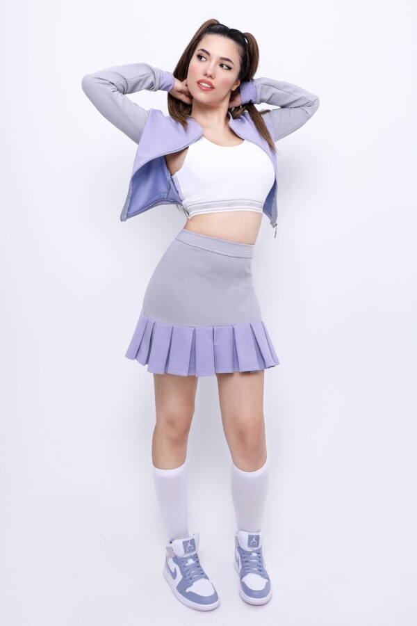PURPLE/LILA FLUFLED SHORTS SKIRT WITH ELASTIC WAIST - 6