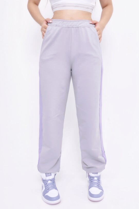 PURPLE/LILA TRACKSUIT BOTTOMS WITH ELASTIC ANKLE AND POCKETS - 3