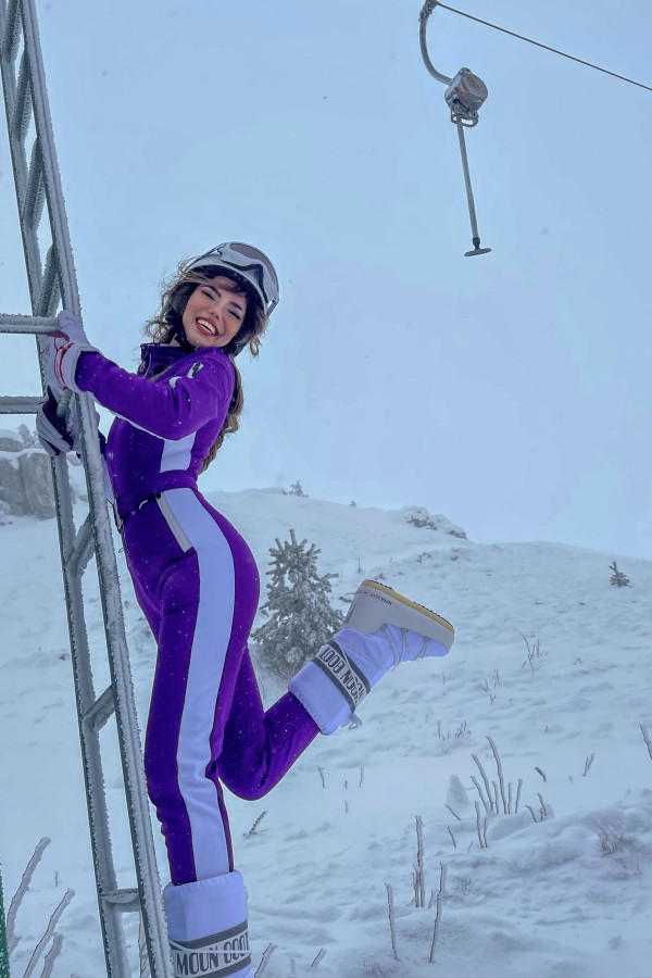 PURPLE SKI JUMPSUIT WITH STRIP ON THE SIDES - 3
