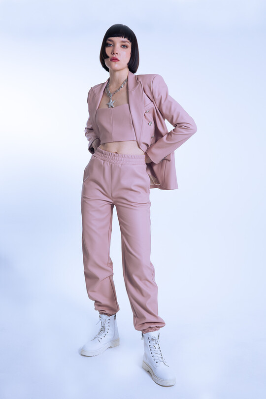 ROSA LEDERHOSE MIT Elastischem Bund und Knöcheln - BERFUĞ KIRAN