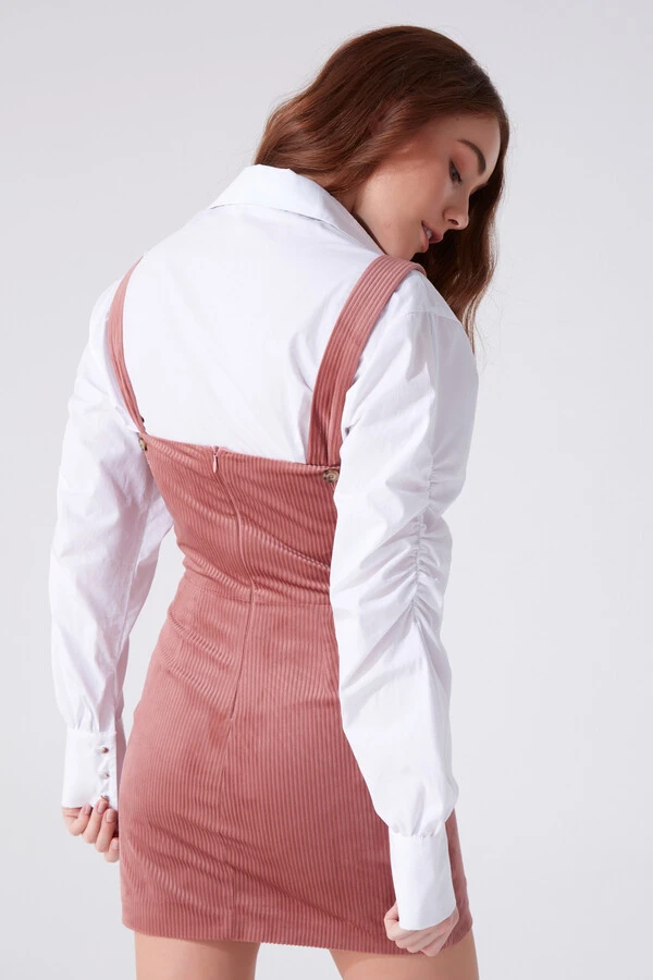 ROSA MINIKLEID MIT KNOPFLEISTE VORNE UND TRÄGERN - 3