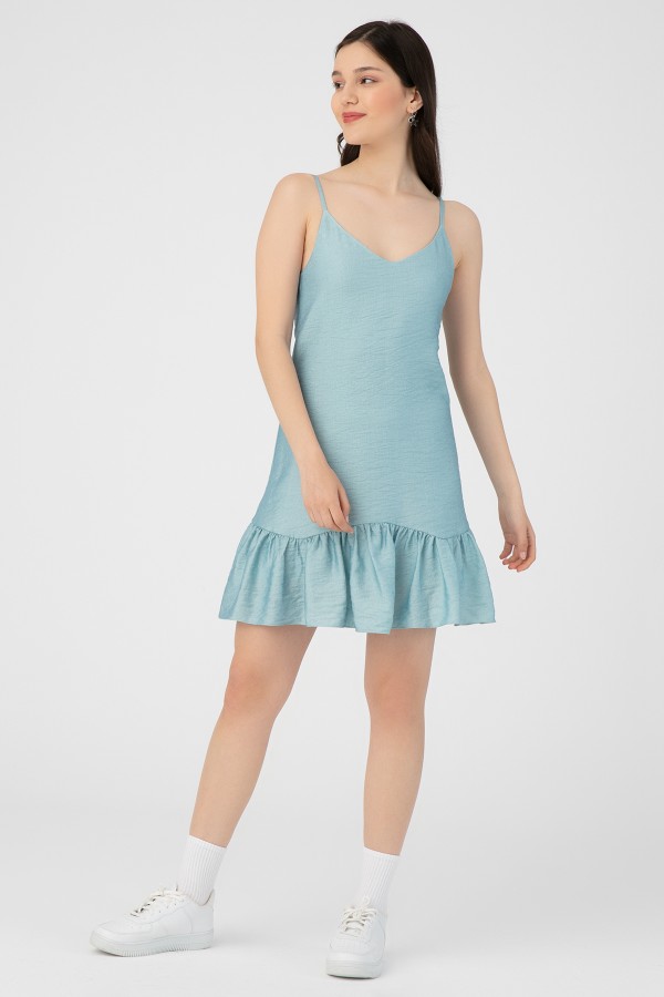 RUFFLED HANGING SALAS SHORT DRESS - 1