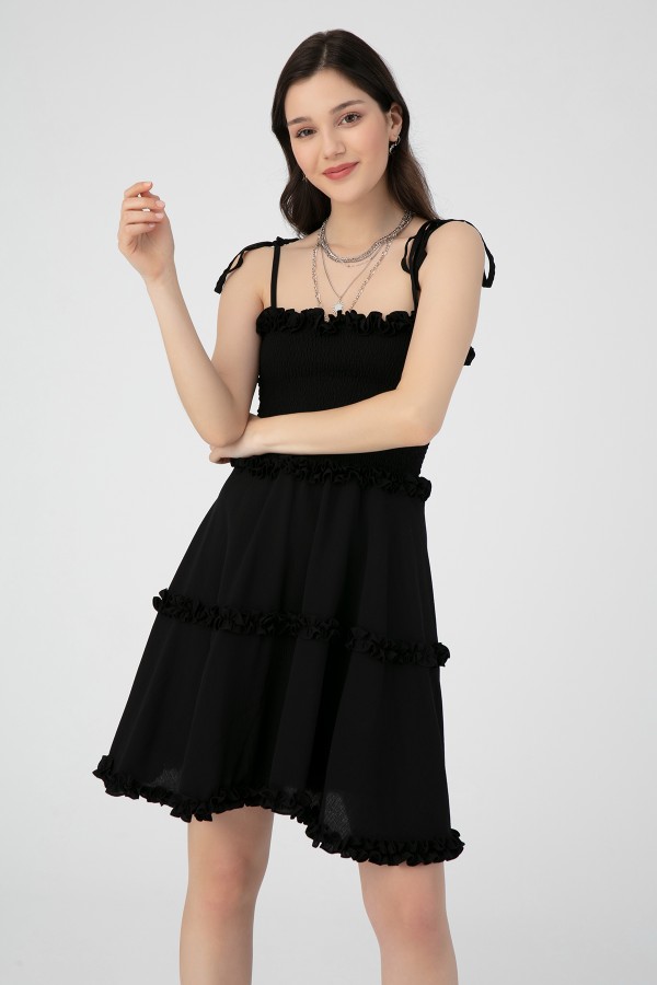 RUFFLED MINI DRESS WITH BUST Elastic Skirts - 2