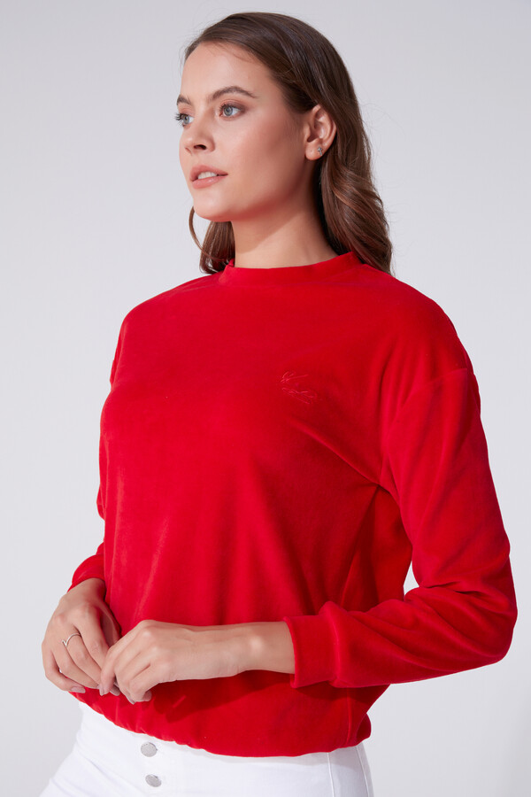 ROT SAMT FAHRRADKRAGEN LANGARM SWEATSHIRT - 1