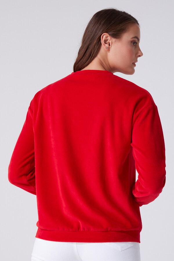ROT SAMT FAHRRADKRAGEN LANGARM SWEATSHIRT - 3
