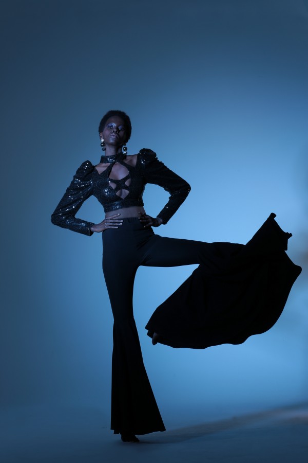 SCHWARZ SEHR WEIT AUSGESTELLTE SCHLAGHOSE LEGGINGS - 1