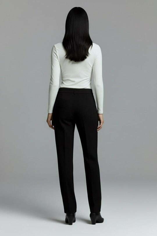 SCHWARZE HOCHGESCHNITTENE HOSE MIT GERADEM BEIN - 3