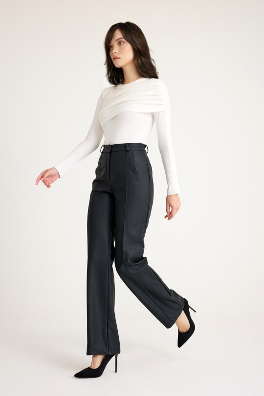 SCHWARZE LEDERHOSE MIT VORDERNAHT - 1