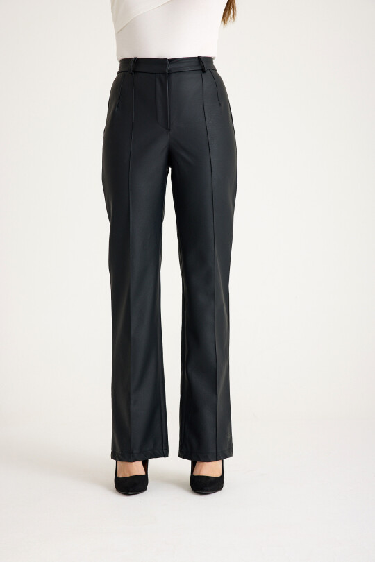 SCHWARZE LEDERHOSE MIT VORDERNAHT - 2