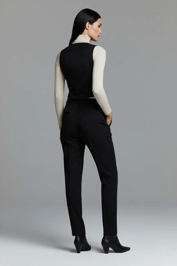 Schwarze Zigarettenhose mit hohem Bund - 5