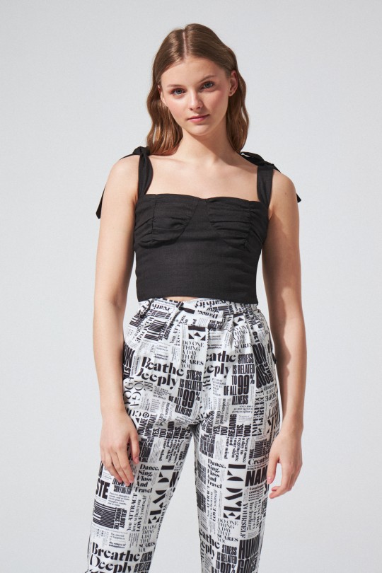 Schwarzer Bustier mit Schulterbindung - 2