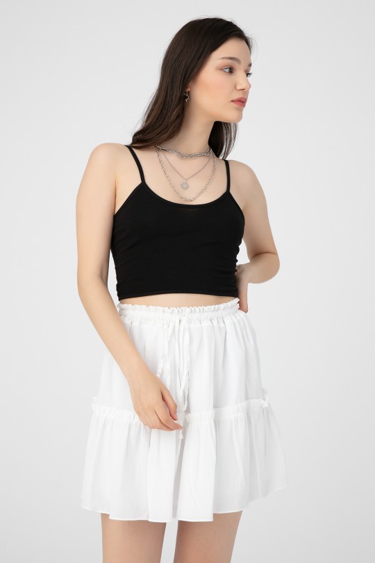 Schwarzes Suprem-Crop-Top mit Trägern 