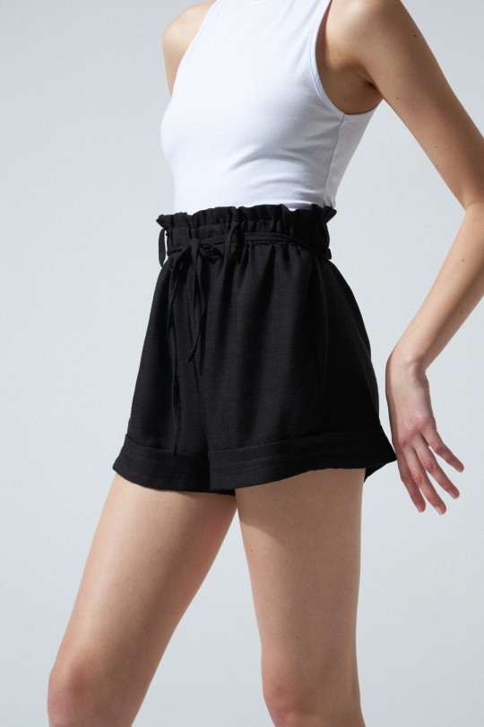 SHARP SHORTS BLACK WITH ELICK WAIST - 3