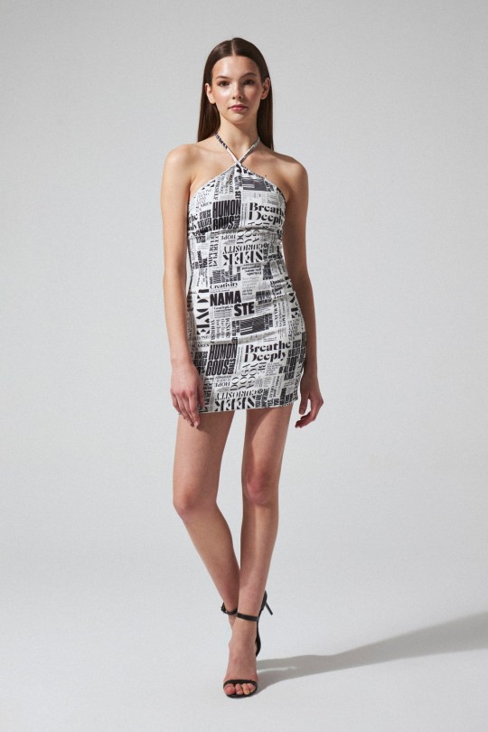 SHORT DRESS WITH WRITTEN PATTERN - 2