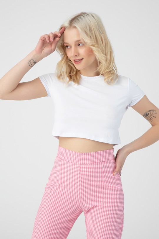 SHORT SLEEVE CROP- WHİTE - 2