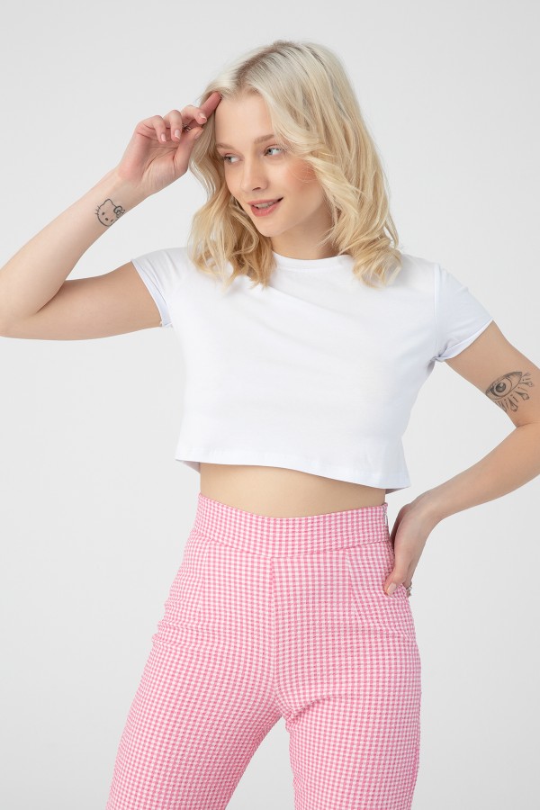 SHORT SLEEVE CROP- WHİTE - 2