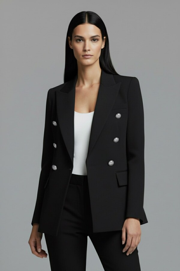 SİYAH KRUVAZE BELDEN OTURMALI BLAZER CEKET - 5