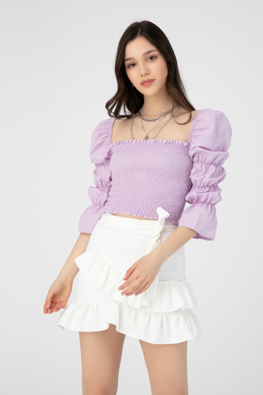 SQUARE COLLAR BLOUSE WITH ELASTIC 