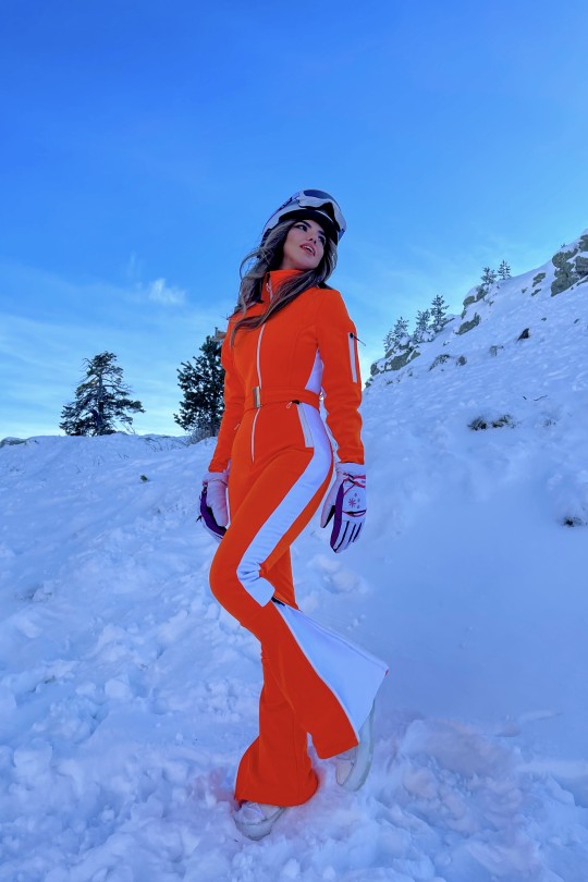 STRIPED SPANISH LEG SKI JUMPSUIT ORANGE - 2