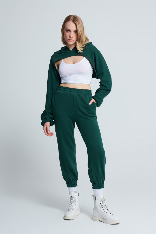 TIRE DETAILED WAIST Sweatpants DARK GREEN - 1