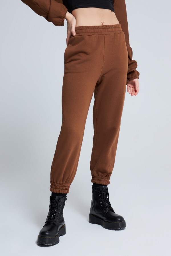  TIRE WAIST DETAILED Sweatpants BROWN - 2