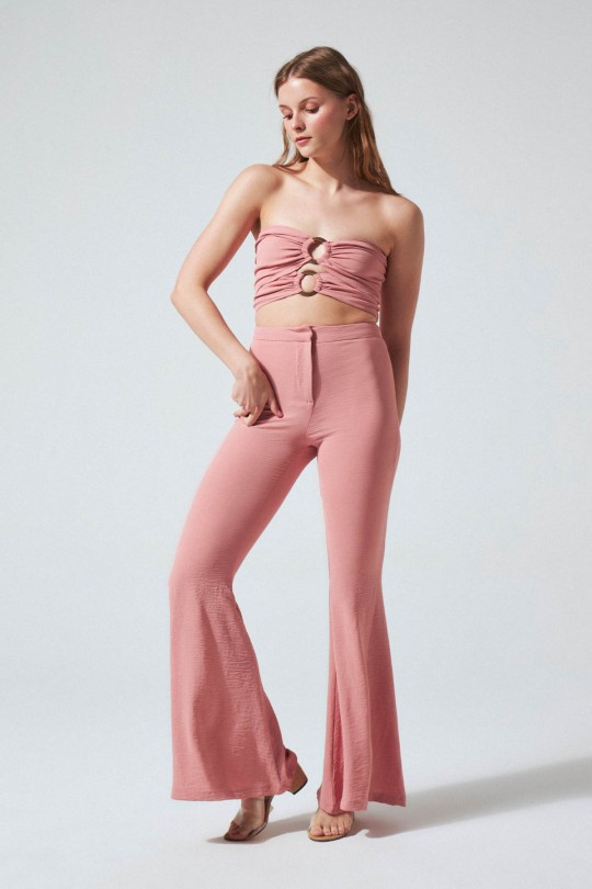 TRÄGERLOSES KURZES BUSTIER PULVER MIT ZWEI SCHNALLEN VORNE - BERFUĞ KIRAN (1)