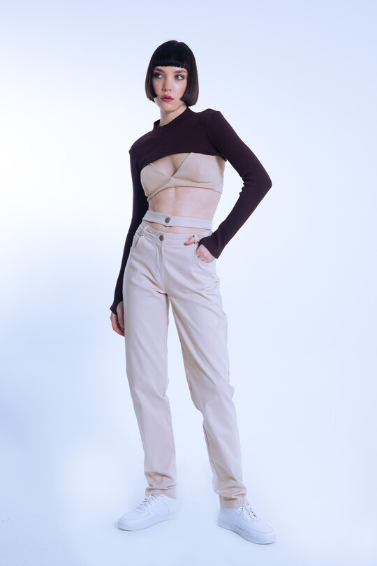 Vizon Double Belt Waist Detail Pants 