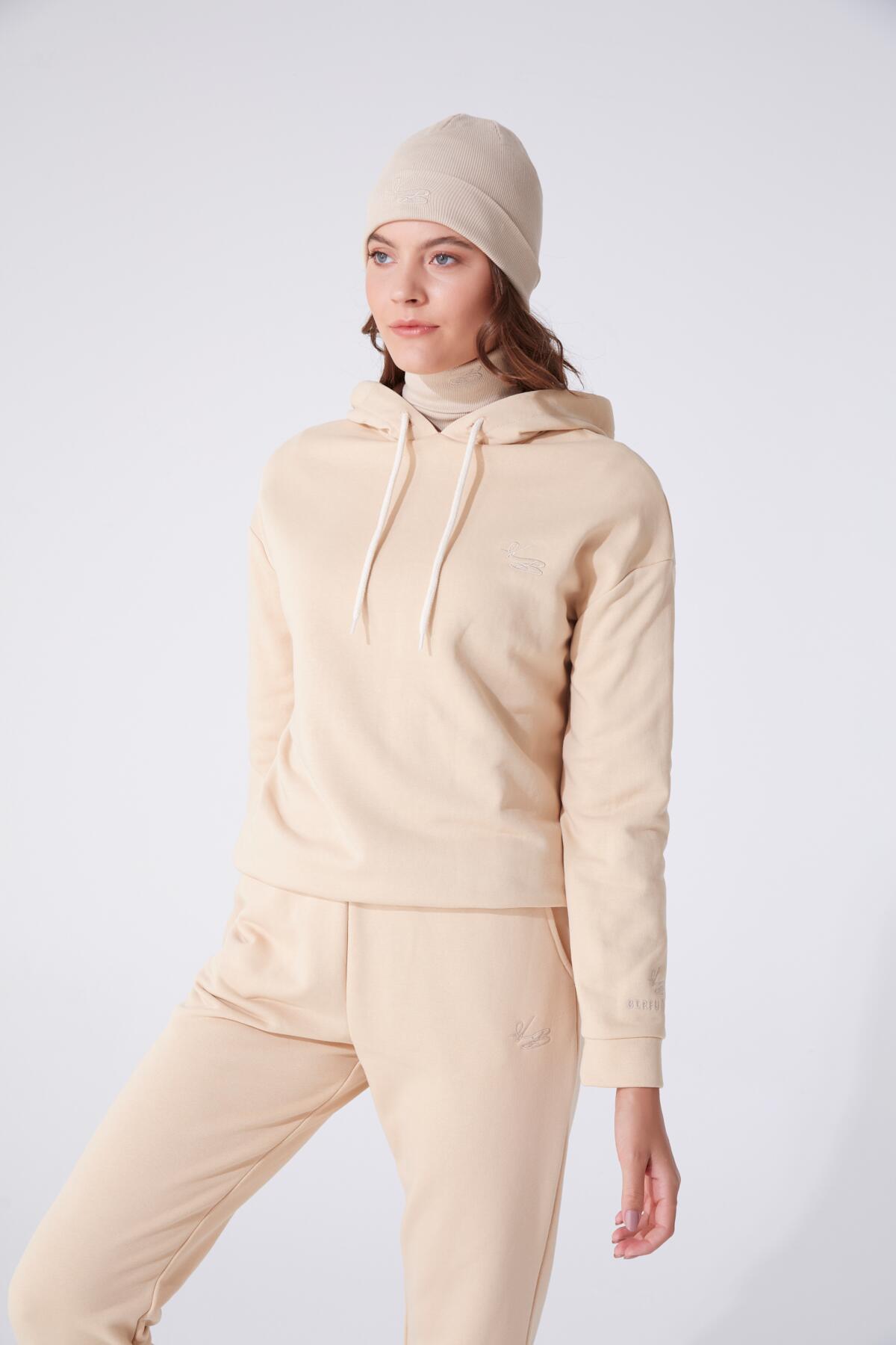 Vizon Kapüşonlu Salaş Kesim Sweatshirt 