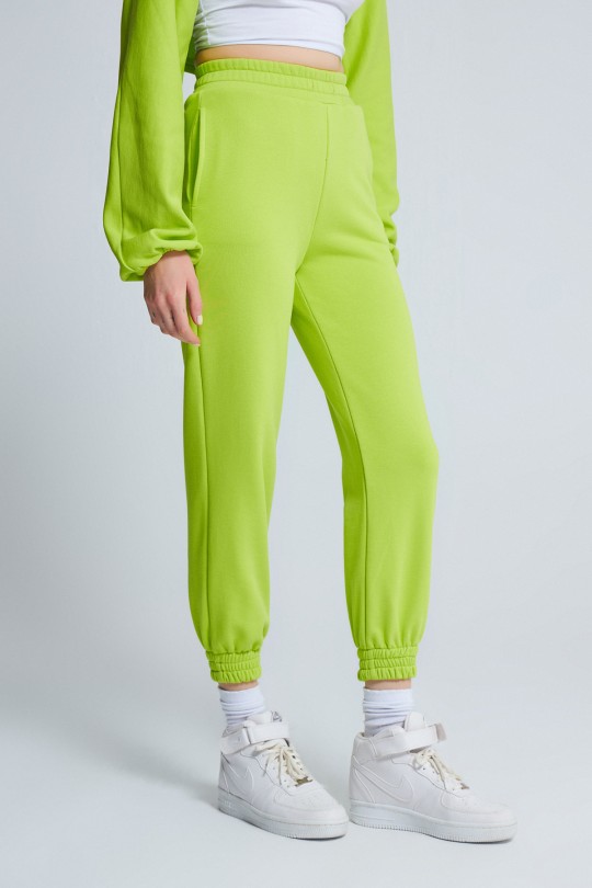 WAIST TIRE DETAILED Sweatpants LIME - 2